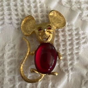 Vintage Park Lane Jelly Belly Cabochon Mouse Brooch!